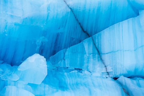 Angular blue iceberg textures and abstract ice formations in Svalbard — fine art landscape photograph by Peter Cox