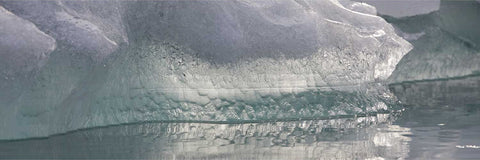 Close-up panorama of transparent glacial ice floating in arctic waters, Svalbard, fine art landscape photograph by Peter Cox