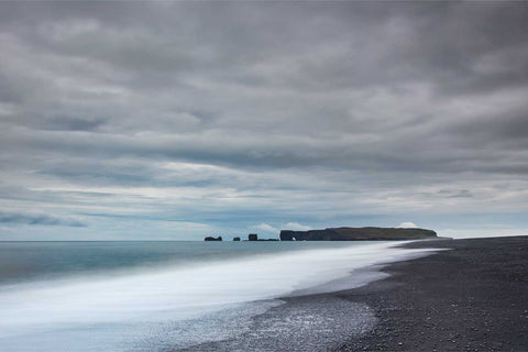 Coastal cliffs and sea stacks at Dyrholaey headland, Iceland, fine art landscape photograph by Peter Cox