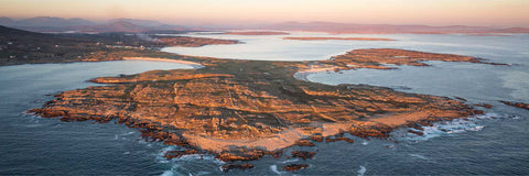 Aerial view of Dog's Bay beach at sunset, Co. Galway, fine art landscape photograph by Peter Cox
