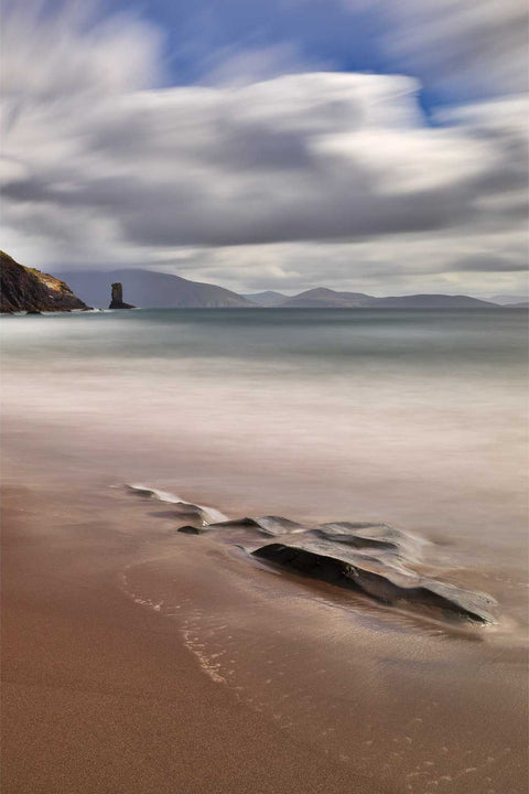 An Searrach sea stack and mountains along the Dingle coast, Co. Kerry, Ireland, fine art photograph by Peter Cox