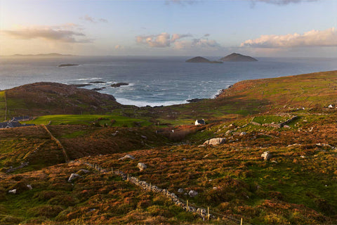 Autumn dawn over Derrynane Bay with Scarriff and Deenish Islands, Co. Kerry, Ireland, fine art landscape photograph by Peter Cox