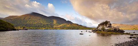 Panoramic sunrise over Colleen Bawn Rock and Torc Mountain, Killarney National Park, Co. Kerry, fine art landscape photograph by Peter Cox
