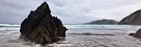 Panoramic view of rock formations on Coumeenole Beach with the Blasket Islands, Dingle, Co. Kerry, Ireland, fine art landscape photograph by Peter Cox