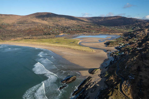 Aerial view of a meandering stream through Derrynane Beach, Co. Kerry, Ireland, fine art aerial photograph by Peter Cox