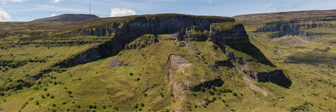 Aerial panoramic view of Eagles' Rock from above, Co. Leitrim, fine art aerial photograph by Peter Cox