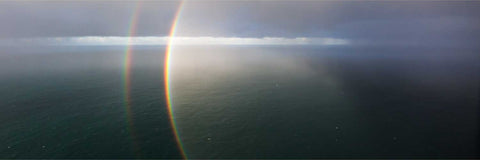 Aerial photograph of a rainbow over the coast of Mayo, Ireland, fine art landscape photograph by Peter Cox