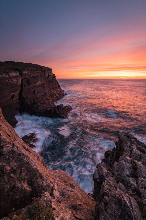 Sunset over Dromore Head cliffs on Inishturk island, Co. Mayo, fine art landscape photograph by Peter Cox