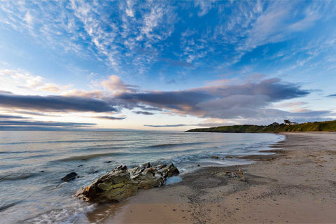 Quiet cove at Brittas Bay with Mizen Head in the distance, Co. Wicklow, fine art landscape photograph by Peter Cox