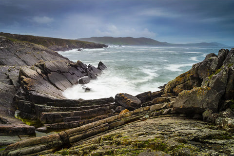 Rugged Atlantic coastline at Allihies, Cork, Ireland, with layered slate cliffs, fine art landscape photograph by Peter Cox